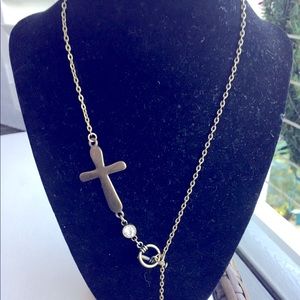 Handmade Sideways Cross Brass Antique Necklace